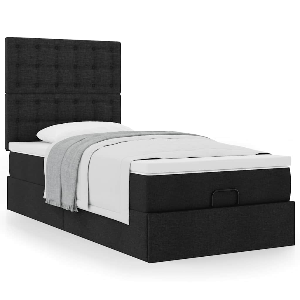 Ottoman-Bett mit Matratze Schwarz 90×190 cm Stoff