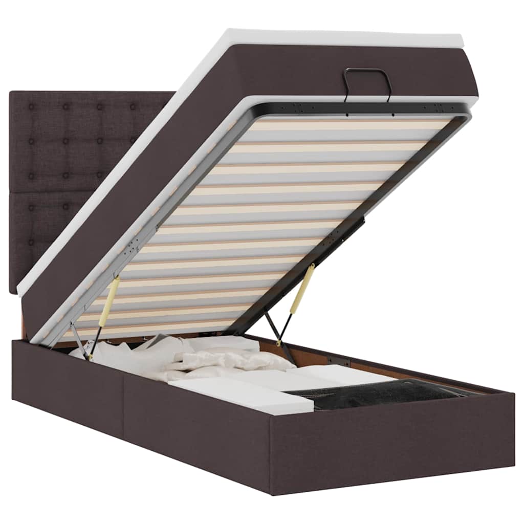 Thumbnail - vidaXL Ottoman-Bett mit Matratze Dunkelbraun 90x200 cm Stoff