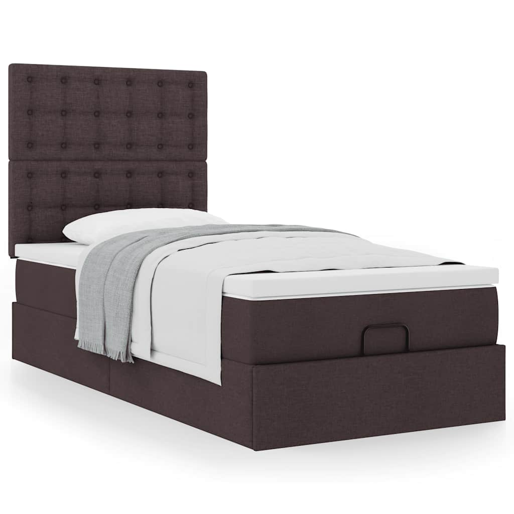 Ottoman-Bett mit Matratze Dunkelbraun 90×200 cm Stoff