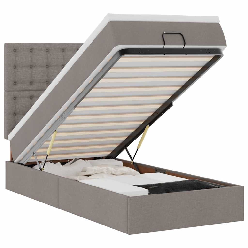 vidaXL Bed met matras 90x200 cm stof taupe, foto 3