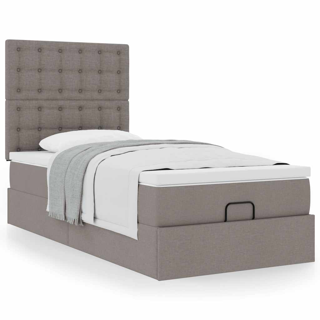 vidaXL Cadru de pat otoman cu saltea Taupe 90x200cm Material