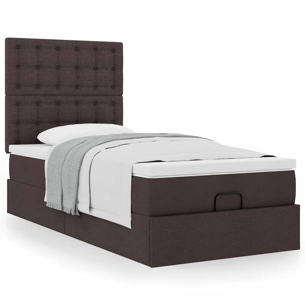 Ottoman-Bett mit Matratze Dunkelbraun 100×200 cm Stoff