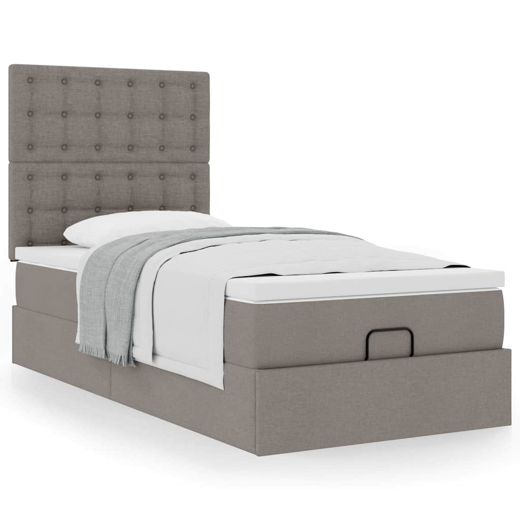 Ottoman-Bett mit Matratze Taupe 100×200 cm Stoff