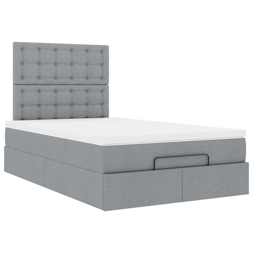 vidaXL Ottoman bed met matras 120x190 cm stof lichtgrijs grijs, foto 4