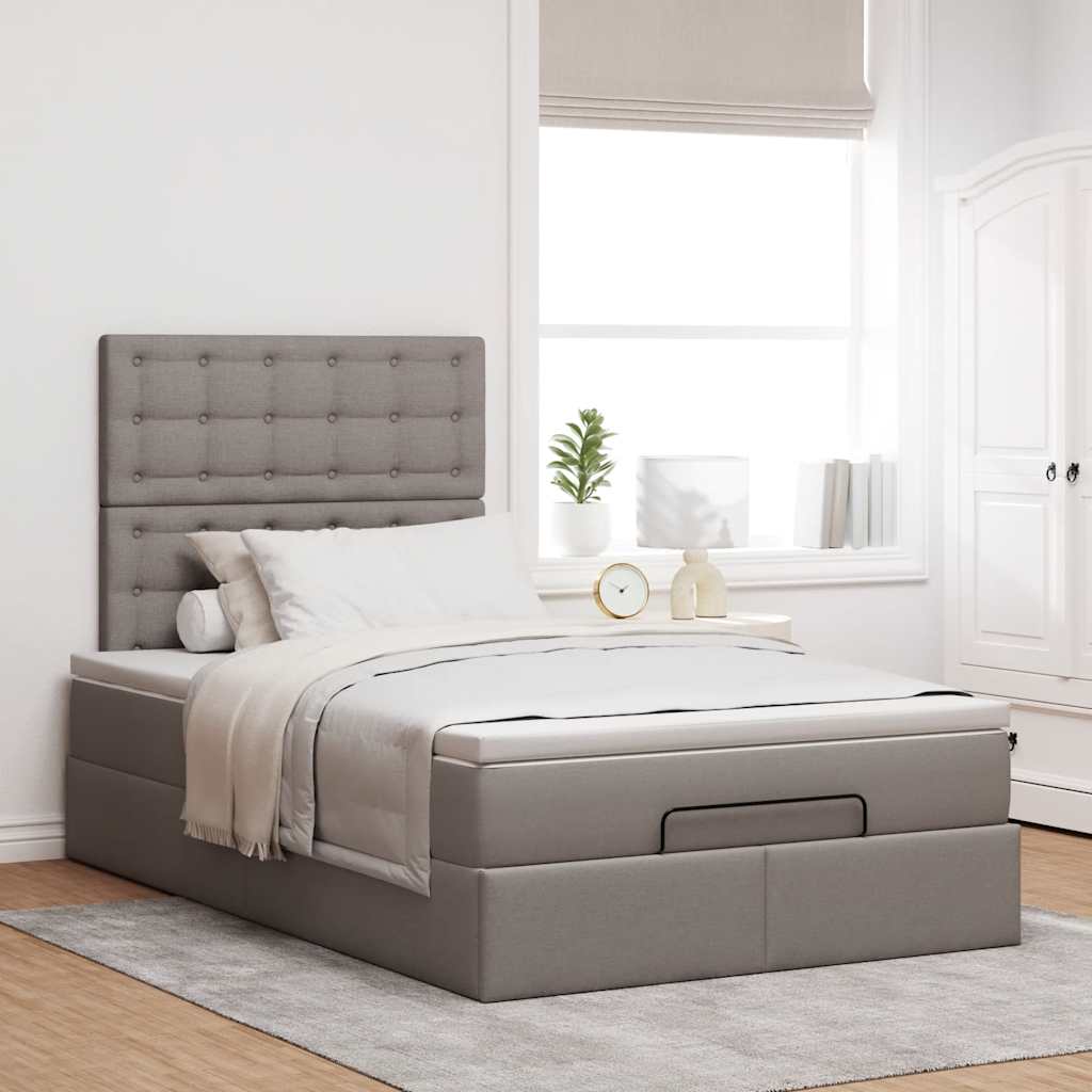 vidaXL Ottoman bed met matras 120x190 cm stof taupe, foto 2
