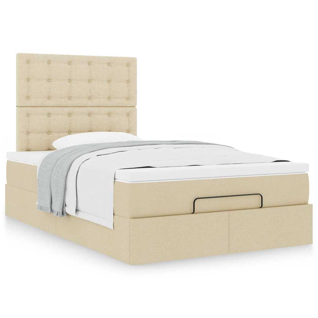 Ottoman-Bett mit Matratze Creme 120×190 cm Stoff