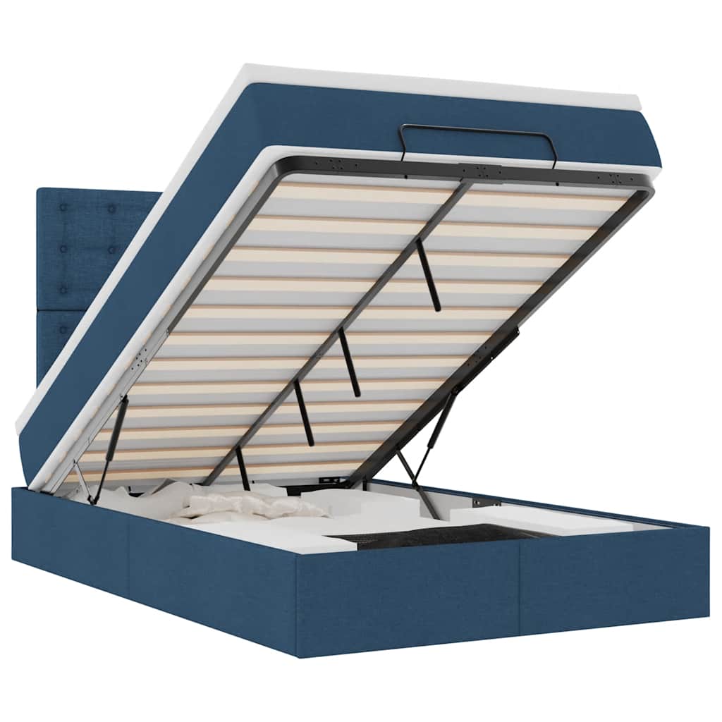 Thumbnail - vidaXL Ottoman-Bett mit Matratze Blau 120x190 cm Stoff