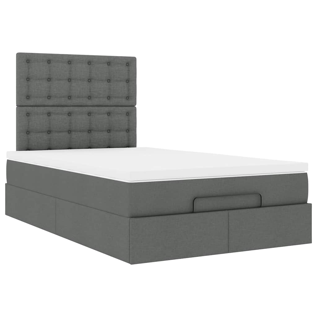 vidaXL Ottoman bed met matras 120x200cm stof donkergrijs grijs, foto 4