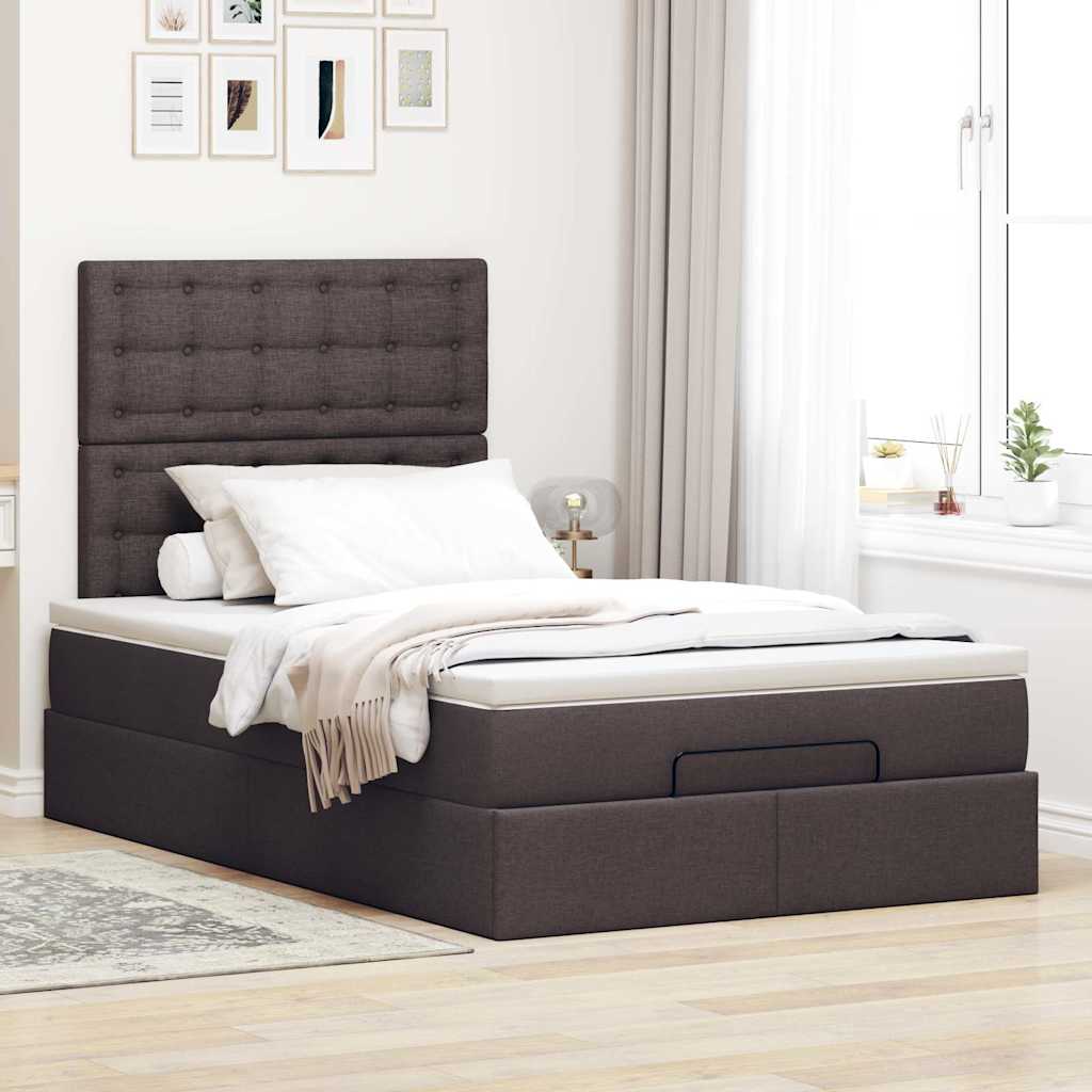 vidaXL Ottoman bed met matras 120x200cm stof donkerbruin afbeelding