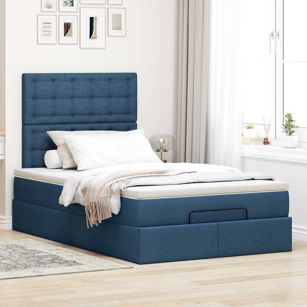 Thumbnail - vidaXL Ottoman-Bett mit Matratze Blau 120x200 cm Stoff