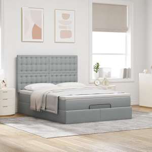 Osmanský rám postele s matrací světle šedá 140x190cm textil - obrázek 3
