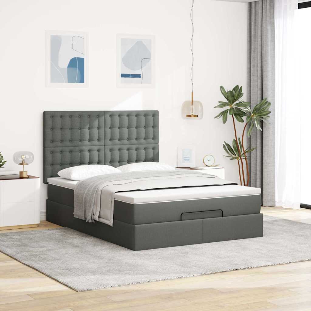 Thumbnail - vidaXL Ottoman-Bett mit Matratze Dunkelgrau 140x190 cm Stoff