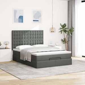Osmanský rám postele s matrací tmavě šedá 140x190cm textil - obrázek 3