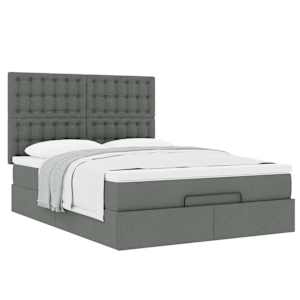 Osmanský rám postele s matrací tmavě šedá 140x190cm textil - obrázek 5
