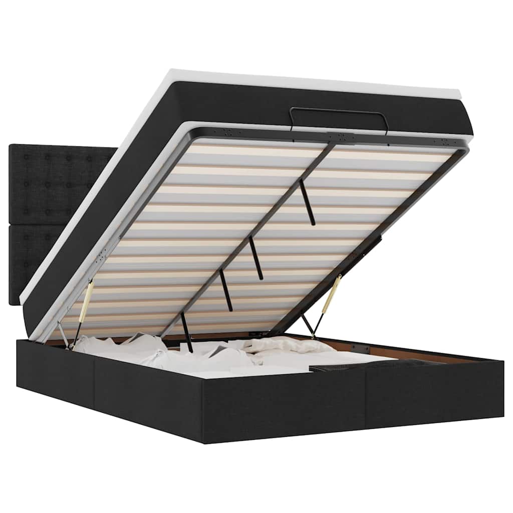 vidaXL Ottoman bed met matras 140x190cm stof zwart, foto 3