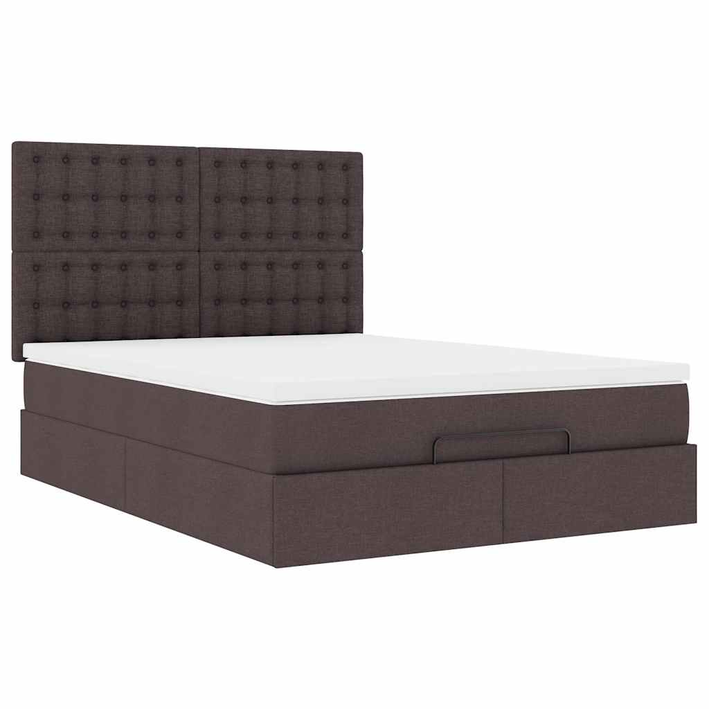 vidaXL Ottoman bed met matras 140x190cm stof donkerbruin bruin, foto 4