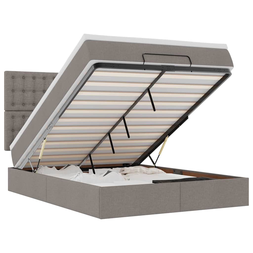 VidaXL Osmanský rám postele s matrací taupe 140x190cm textil