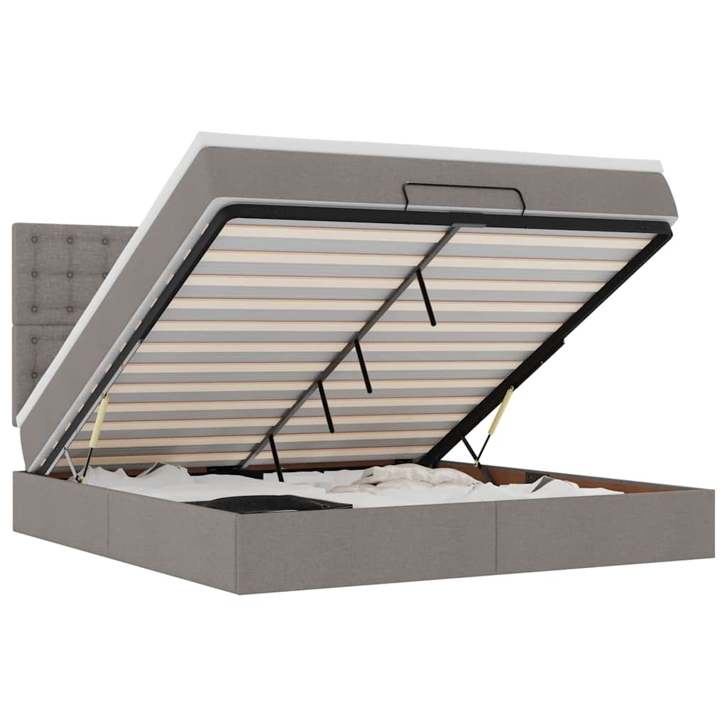 vidaXL Ottoman bed met matras 160x200cm stof taupe, foto 3
