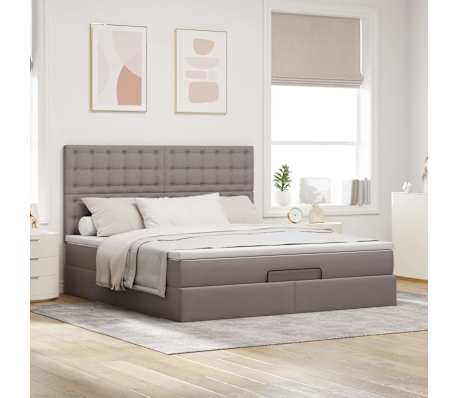 vidaXL Otomanski krevet s madracem smeđesivi 160x200cm od tkanine