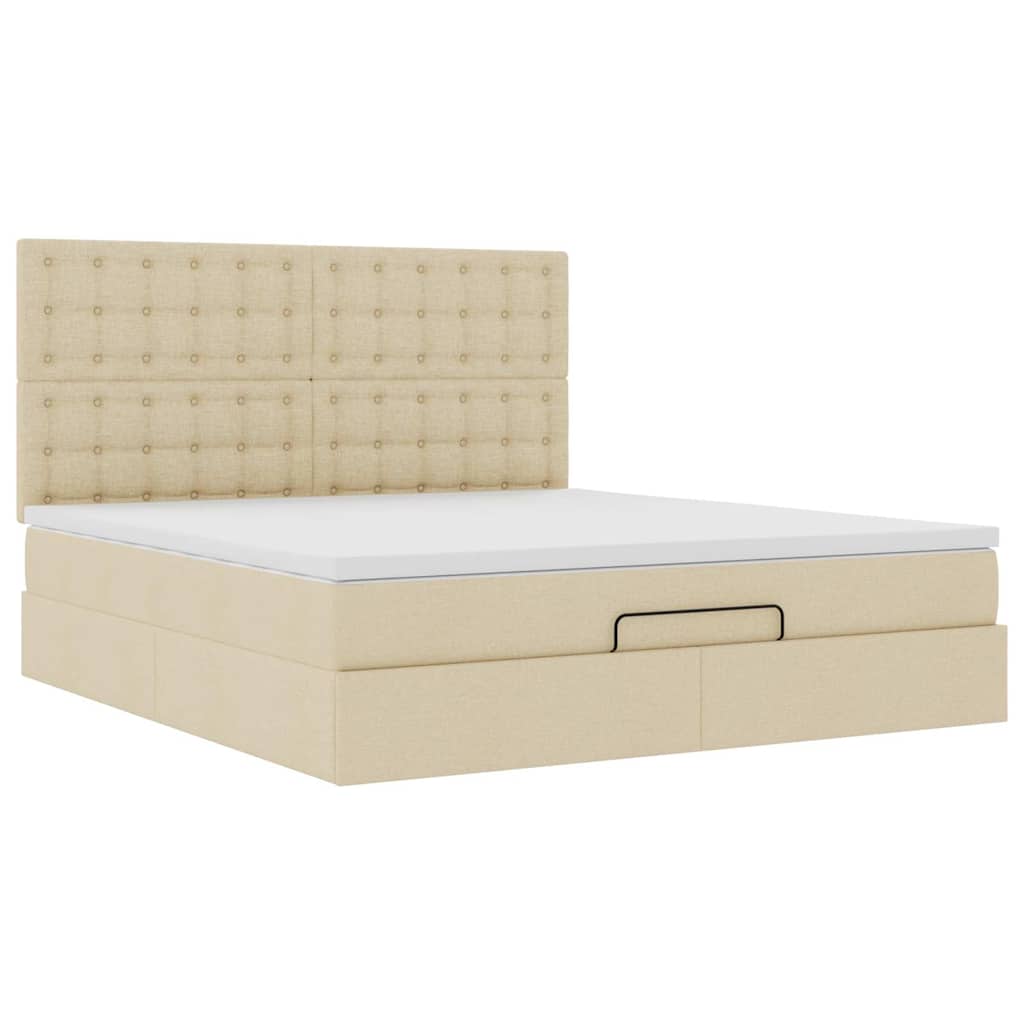 vidaXL Ottoman bed met matras 180x200cm stof crèmekleurig, foto 4
