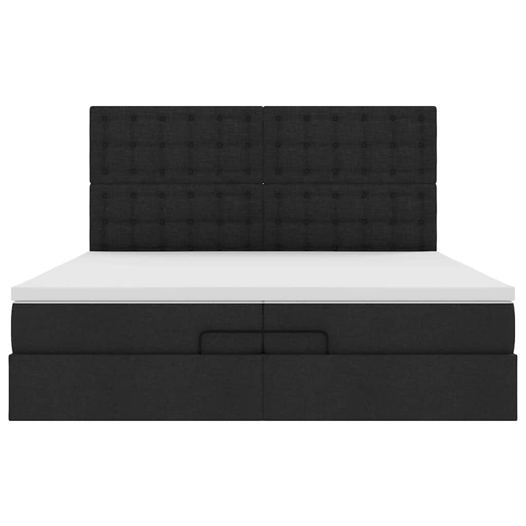 vidaXL Ottoman bed met matrassen 200x200cm stof zwart, foto 4