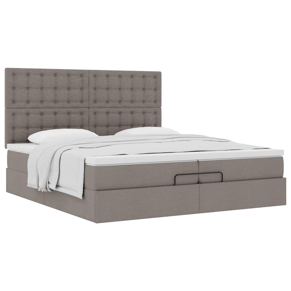 Ottoman-Bett mit Matratzen Taupe 200×200 cm Stoff