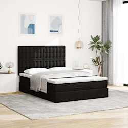 vidaXL Ottoman Bed with Mattress Black Double Fabric