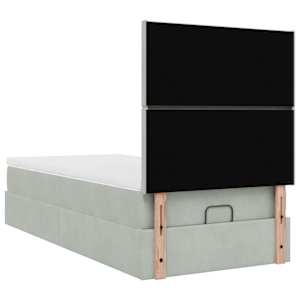 Osmanský rám postele s matracemi světle šedá 90x200cm samet - obrázek 9