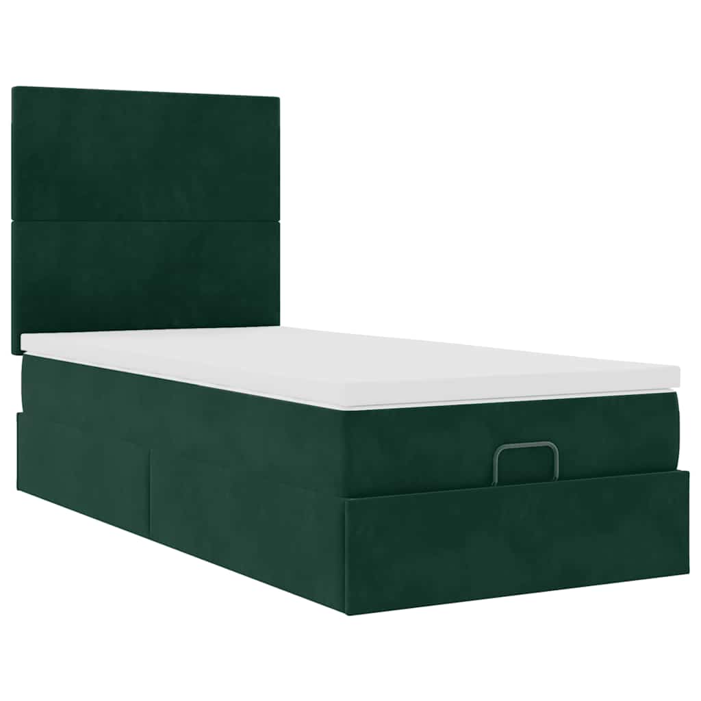 vidaXL Ottoman bed met matrassen 90x200cm fluweel donkergroen groen, foto 4