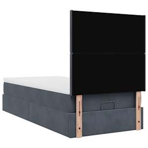 Osmanský rám postele s matracemi tmavě šedá 100x200cm samet - obrázek 9