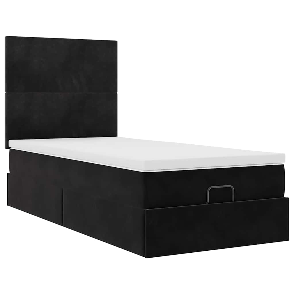 vidaXL Ottoman bed met matrassen 100x200cm fluweel zwart, foto 4