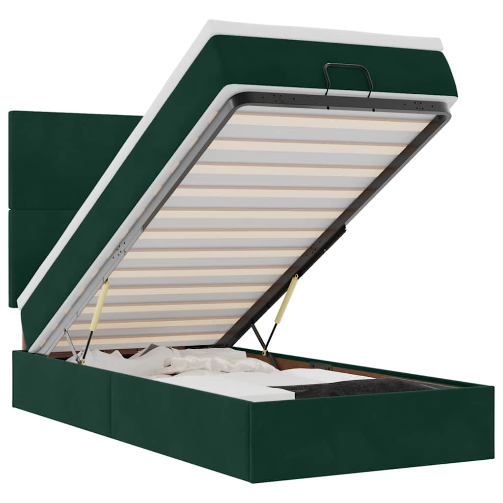 Thumbnail - vidaXL Ottoman-Bett mit Matratzen Dunkelgrün 100x200 cm Samt