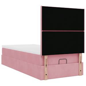 Osmanský rám postele s matracemi růžová 100x200cm samet - obrázek 7