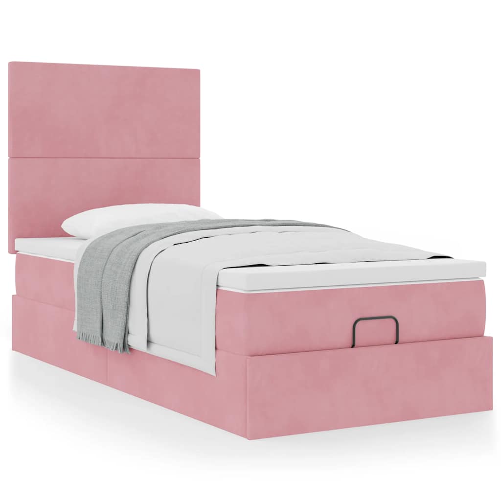 Ottoman-Bett mit Matratzen Rosa 100×200 cm Samt