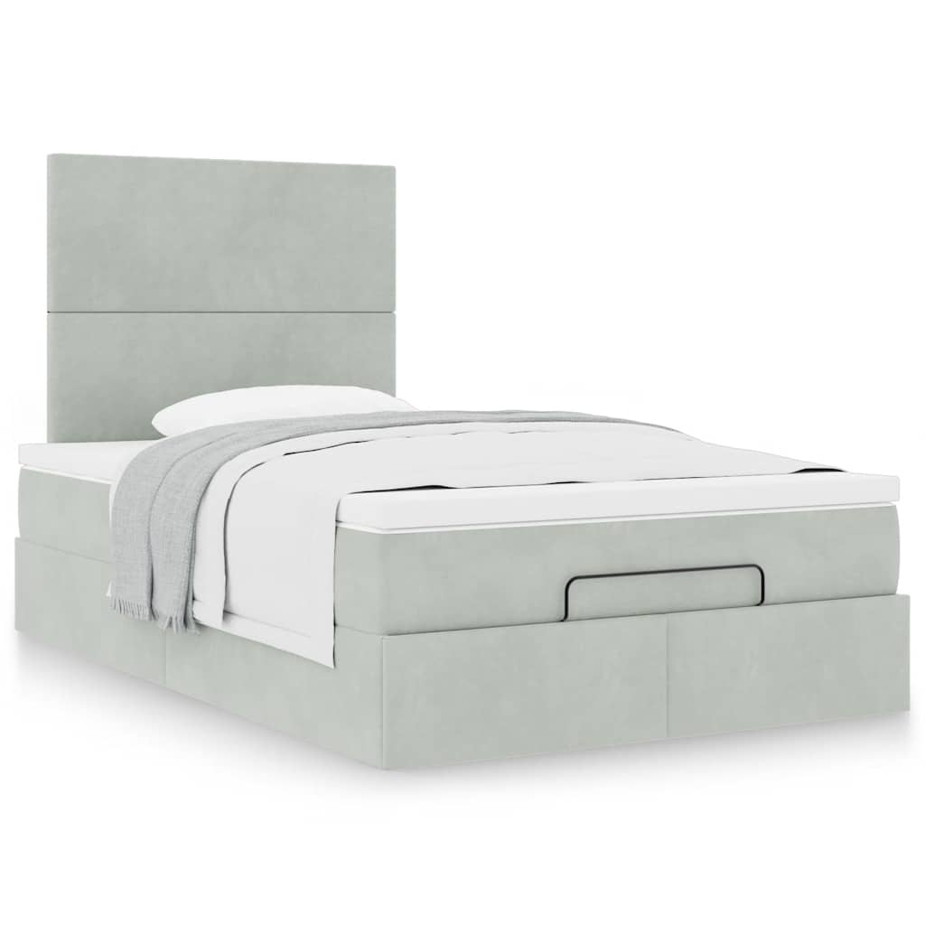 vidaXL Ottoman-Bett mit Matratzen Hellgrau 120x190 cm Samt