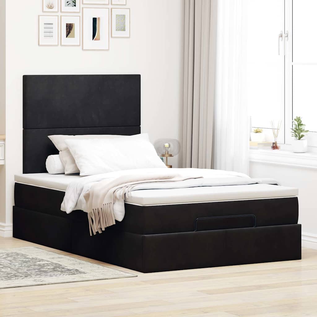 vidaXL Ottoman bed met matrassen 120x190cm fluweel zwart, foto 2