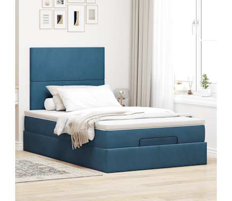 vidaXL Ottoman bed met matrassen 120x190cm fluweel donkerblauw