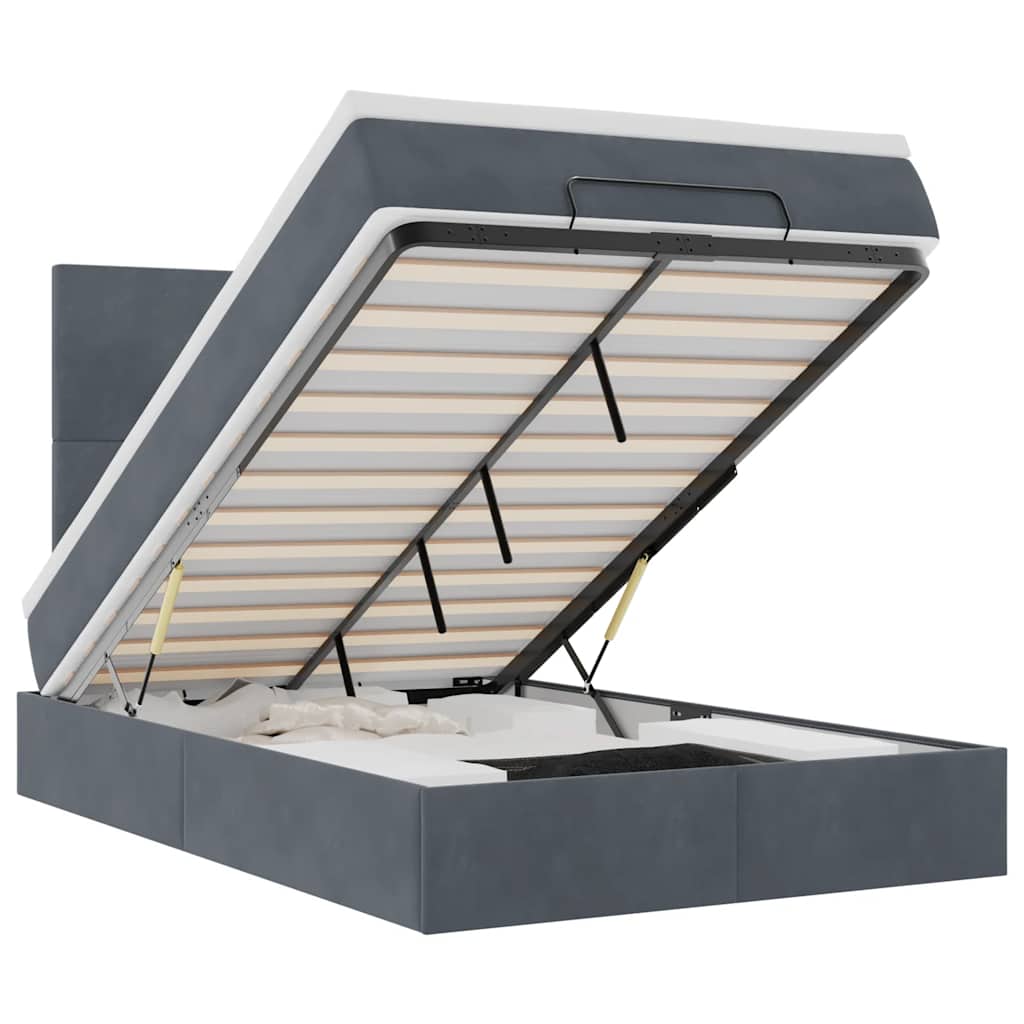 vidaXL Okvir kreveta s madracima tamnosivi 120x200 cm baršunasti-image-3313392