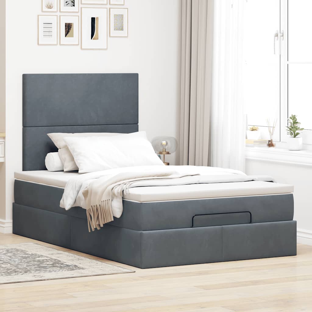 vidaXL Ottoman bed met matrassen 120x200cm fluweel donkergrijs grijs, foto 2