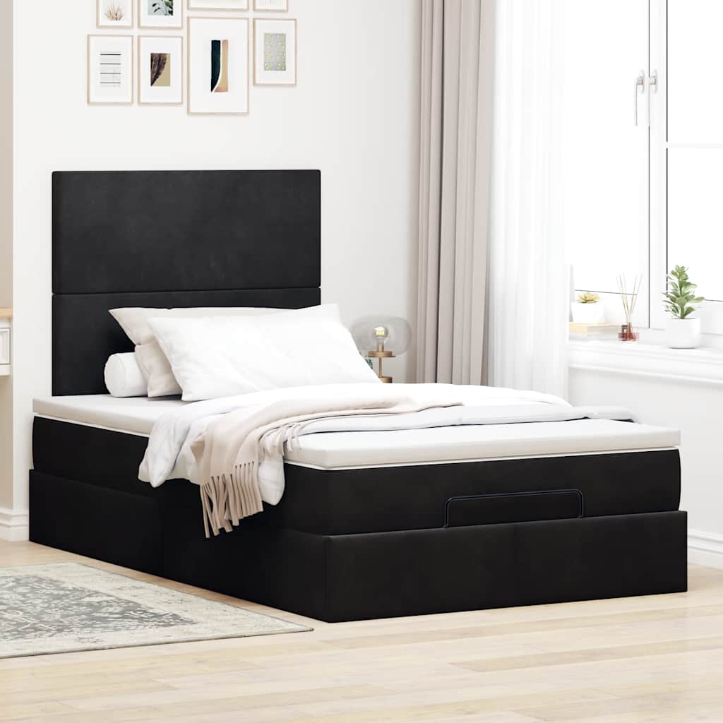 vidaXL Ottomaanisänky patjoineen musta 120x200cm sametti
