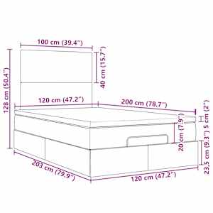 Osmanský rám postele s matracemi tmavě zelená 120x200cm samet - obrázek 16