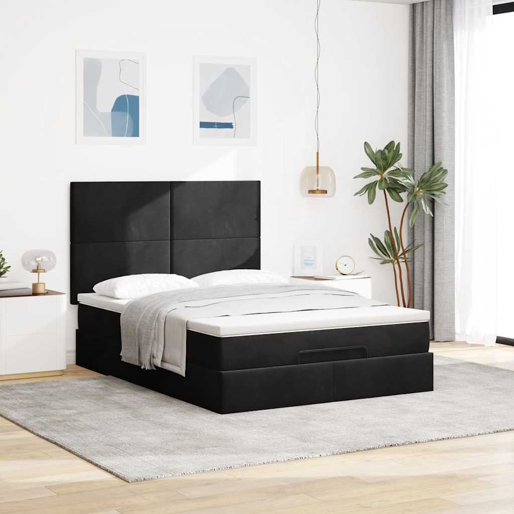 Thumbnail - vidaXL Ottoman-Bett mit Matratzen Schwarz 140x190 cm Samt
