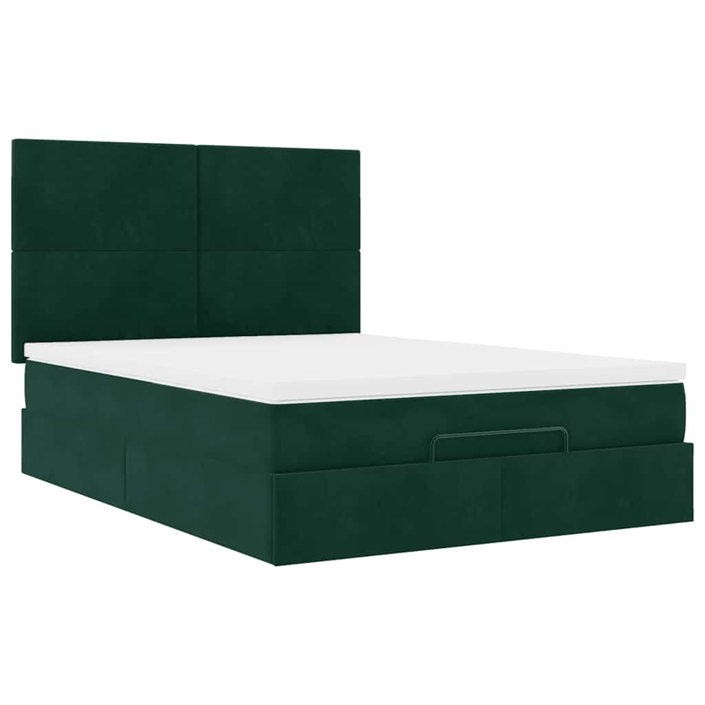 vidaXL Ottoman bed met matrassen 140x190cm fluweel donkergroen groen, foto 4