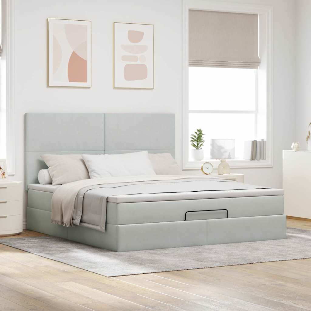 Thumbnail - vidaXL Ottoman-Bett mit Matratzen Hellgrau 180x200 cm Samt