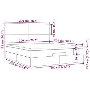 Osmanský rám postele s matracíes světle šedá 200x200cm samet - obrázek 16