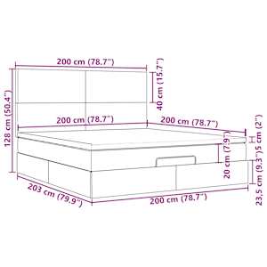 Osmanský rám postele s matrací tmavě šedý 200x200cm samet - obrázek 16