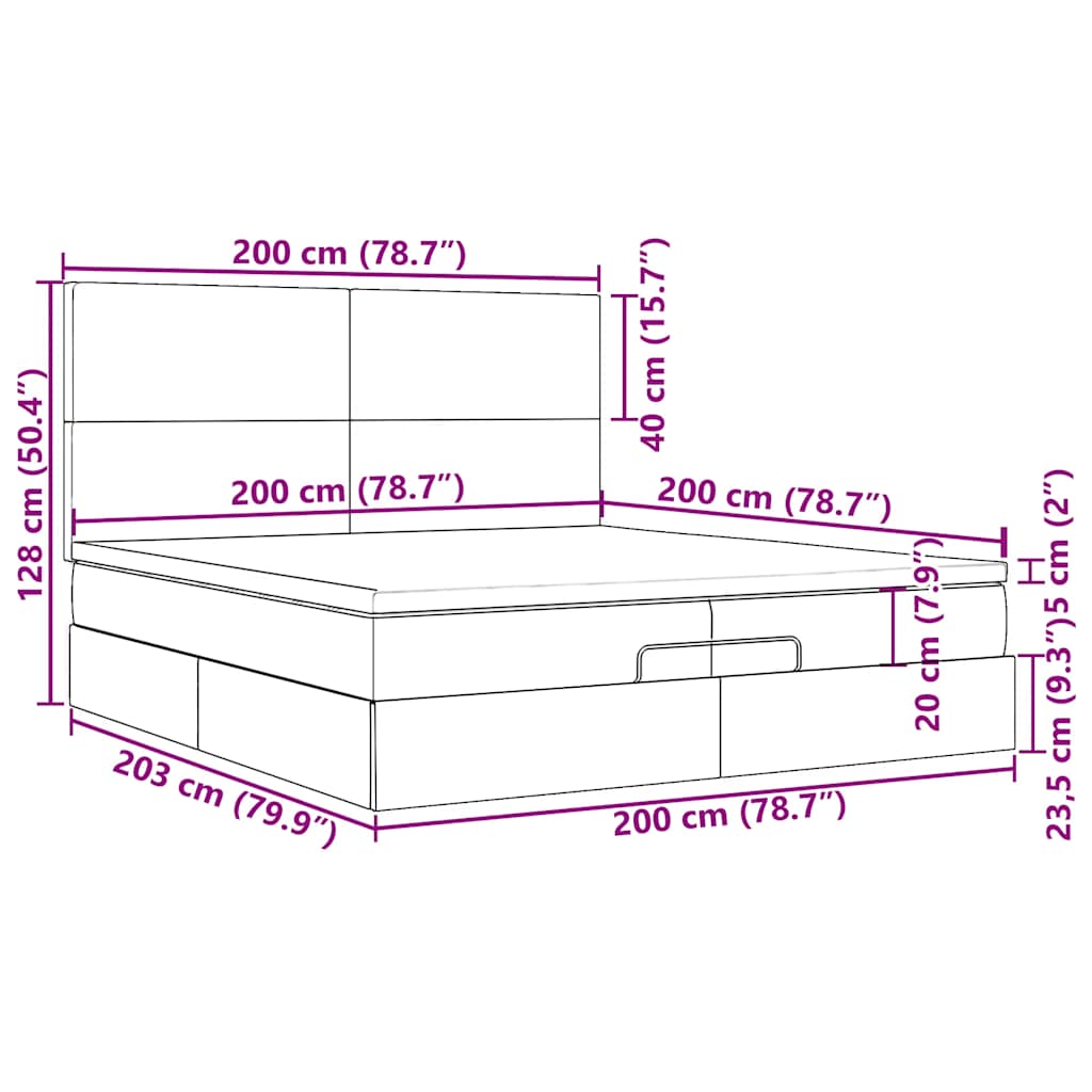 Osmanský rám postele s matrací tmavě zelená 200x200cm samet - obrázek 16