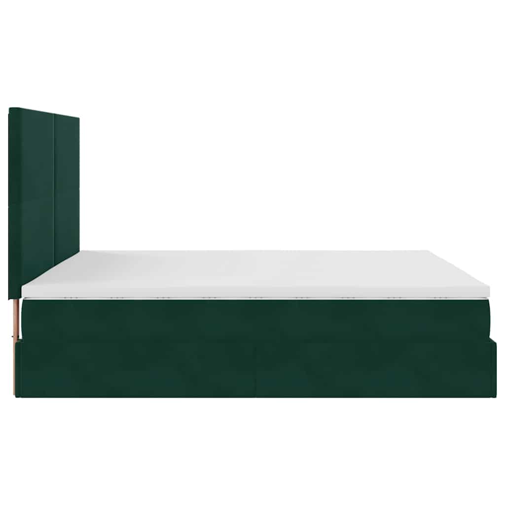 Osmanský rám postele s matrací tmavě zelená 200x200cm samet - obrázek 8