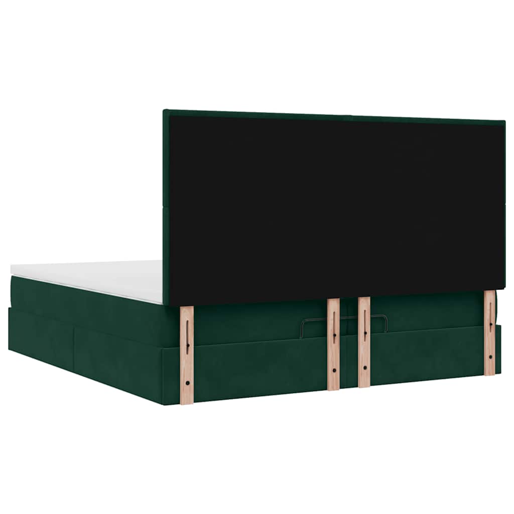 Osmanský rám postele s matrací tmavě zelená 200x200cm samet - obrázek 9