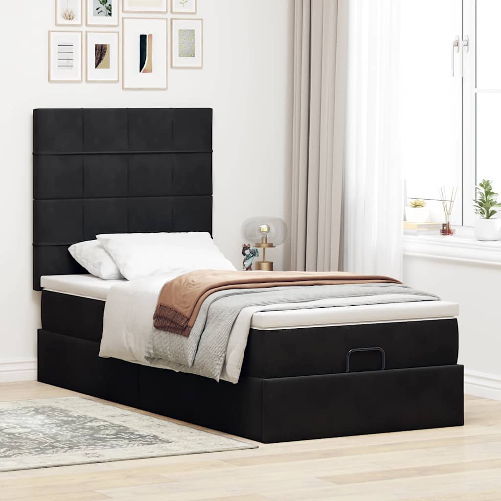 Thumbnail - vidaXL Ottoman-Bett mit Matratzen Schwarz 80x200 cm Samt